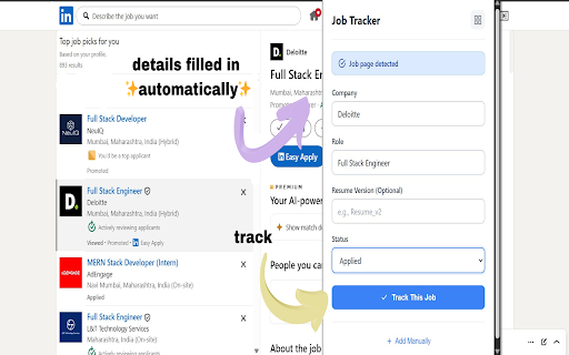 JobTrackr - Job Application Tracker :: Track job applications across LinkedIn, Indeed, Glassdoor, Naukri & more. Auto-detect jobs, manage status, never lose track again.