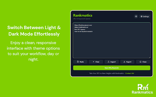Bulk URL & Keyword Opener - Rankmatics :: Instantly Open URLs or Search Keywords in BULK – Save Time Like a PRO!