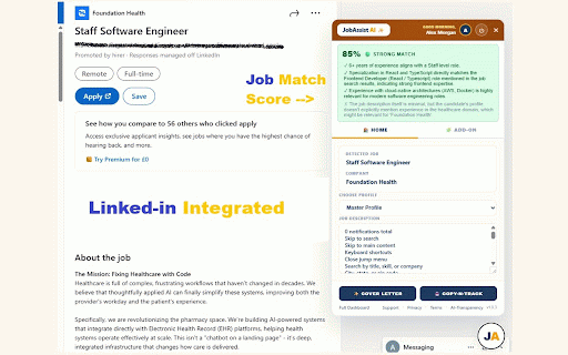 JobAssistAI – AI Job Search & Cover Letter :: AI job search for UK job boards. Auto-generates cover letters, CV optimizer, ATS match score on Reed,LinkedIn,Indeed & 11 more sites
