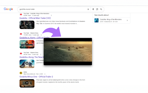 YouTube Hover Player :: Plays YouTube videos in a popup when hovering over their thumbnails in Google serach or Image Search.