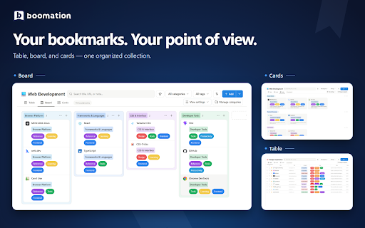 boomation - Bookmark Manager & Google Drive Sync :: Organize bookmarks, save open tabs, and manage workspaces. Keep data on your device or sync with your own Google Drive.