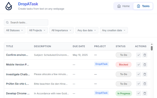 DropATask :: Create tasks from text on any webpage