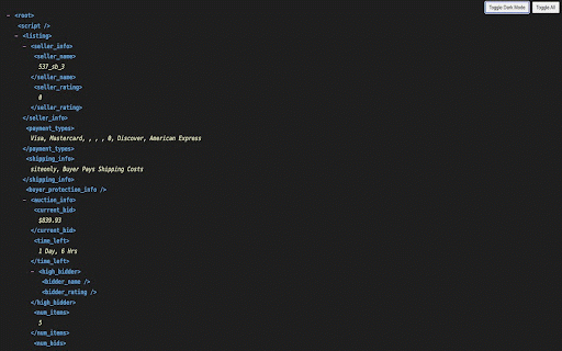XML Tree Viewer :: Formats and displays XML, including XML embedded in iframes in a tree structure by Qiwen Zhu