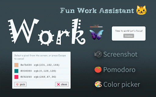 Fun Work Assistant :: A fun Chrome animated pet that delivers creative work tools and boosts productivity