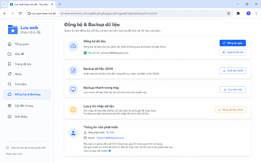 Lưu web theo chủ đề :: Lưu, phân loại, đồng bộ tùy chọn và mở lại các website quan trọng theo từng chủ đề.