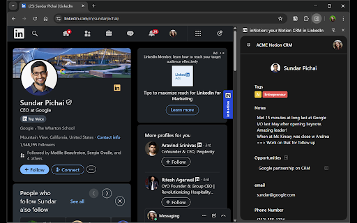 inNotion — Add LinkedIn to Notion :: inNotion: your Notion CRM in the side panel