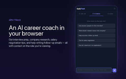 ApplyTrack :: Save job applications to your dashboard and get AI advice while applying.