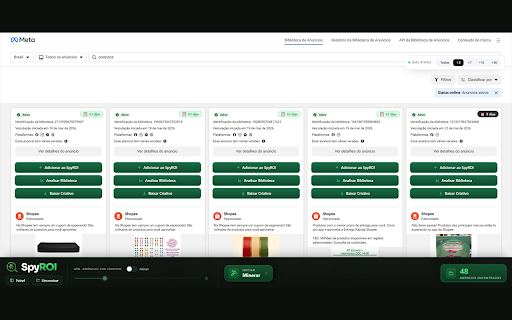SpyROI — Mineração de Anúncios :: Descubra os anúncios que vendem antes de todo mundo. Salve, organize e analise anúncios direto da Meta Ads Library.