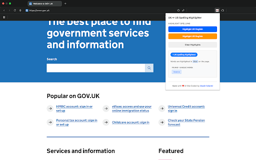 UK ↔ US Spelling Highlighter :: Highlight UK or US spelling variations on any webpage