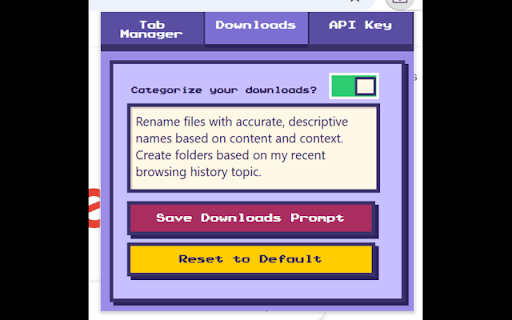 Tab/Download Manager :: AI-powered download manager that intelligently renames and organizes files based on browsing context.