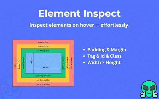 Element Inspect :: Inspect padding, margin, tag, class, and size by hovering over elements.