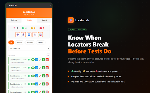 LocatorLab :: Complete test automation toolkit - Smart form fill, locator capture with health monitoring, and test recorder with script generation