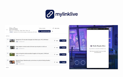 MyLinkLive — Reaction Controller :: A extensão ‘MyLinkLive — Reaction Controller’ integra com o Modo Live do MyLinkLive para controlar uma janela dedicada de reação.…