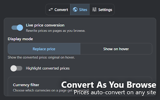 OpenConvert :: Open-source Chrome extension to convert currencies and auto-convert prices on any web page.