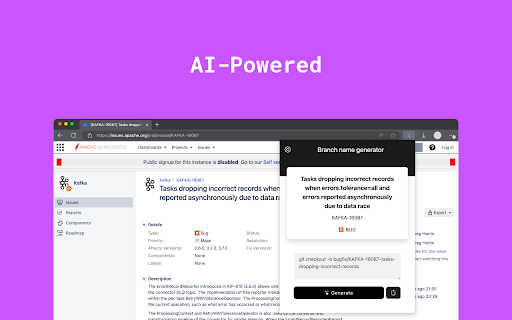 Git branch name generator :: Create a Git branch name based on Jira task using the ChatGPT.