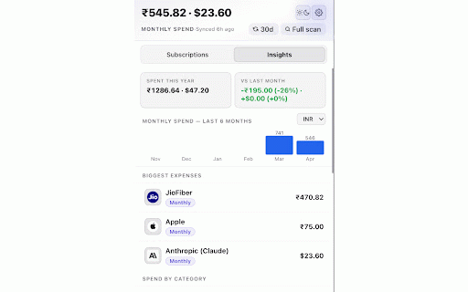 SaaS Subscription Tracker :: Automatically track your SaaS subscriptions from Gmail — privately, locally.