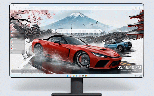 Forza Horizon 6 Cover Arts Live Wallpaper :: Red sports car drifting past Mount Fuji with cherry blossoms and Japanese pagoda.