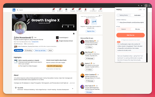 Melt.ly - AI LinkedIn Research for Sales Outreach :: AI-powered research that turns LinkedIn profiles into talking points and personalized icebreakers for sales and cold outreach.