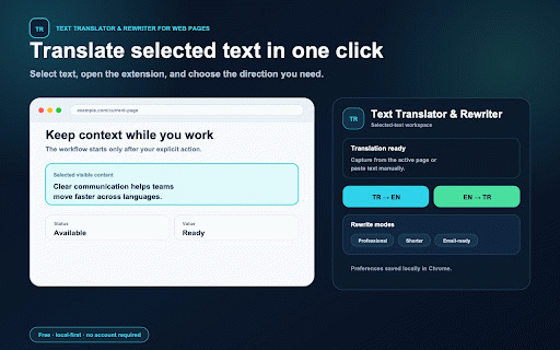 Text Translator & Rewriter for Web Pages :: Translate selected text and prepare customized AI rewrite prompts from active pages in one click.
