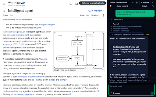 TabRunner :: Provider-agnostic browser agent