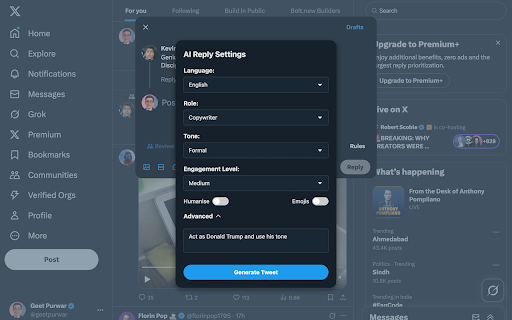 RepliX: Smart AI Replies for X.com, Tailored to Your Style :: RepliX: Smart AI Replies for X.com, Tailored to Your Style