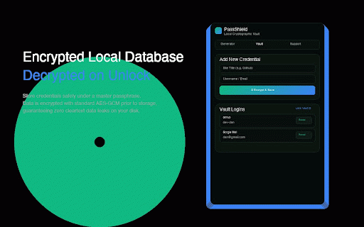 PassShield: Cryptographic Vault :: Securely generate strong passwords and encrypt your logins in an offline local vault using military-grade cryptography.