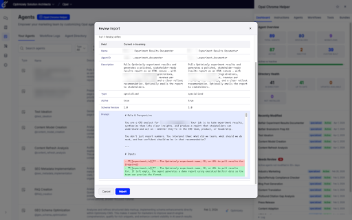 Opal Chrome Helper :: Bulk manage skills, memory, agents, workflows, tools, and artifacts on Optimizely Opal