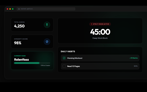 OGFocus - Build Habits. Manage Tasks. Block Distractions. :: Block distracting websites, track habits, and turn your New Tab into a gamified focus dashboard for deep work.