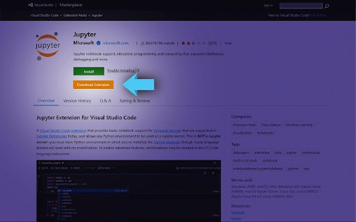 One-Click VSIX :: Integrates with VSCode Marketplace pages to add a one-click button for instant VSIX downloads.