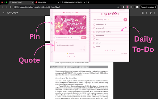 Pink Planner 🌸 :: A cute notebook-inspired planner with tasks, motivational quotes, progress tracking, and Pinterest-style customization.