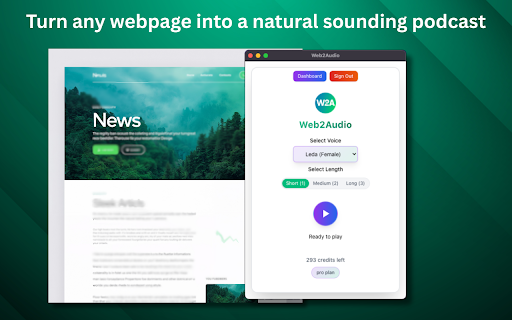Web2Audio :: Convert any webpage into an AI-powered audio summary with premium text-to-speech voices