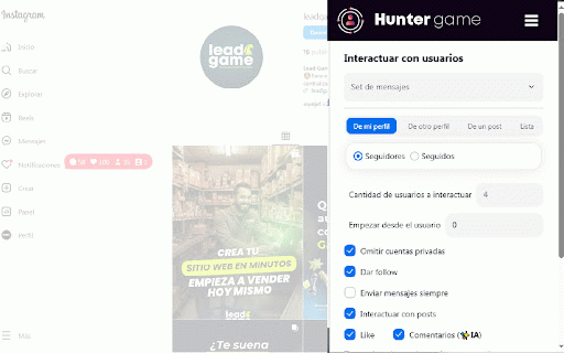 Hunter game :: Create instagram leads effortlessly letting the extension do the hard work for you.