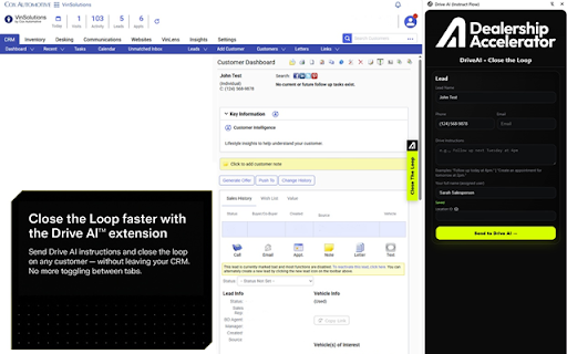 Drive AI (Instruct Flow) :: Floating flag opens your Instruct Form in the side panel. Toolbar popup handles Drive AI login + Location/Typeform controls.