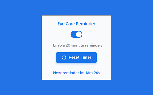 20-20-20 Eye Care Reminder :: Reminds you to follow the 20-20-20 rule to protect your eyes while working.