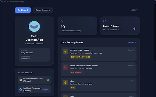 Seal Browser Protection :: Enterprise-grade browser protection. Blocks phishing, malicious redirects, and tracks endpoint risk. Powered by Seal.