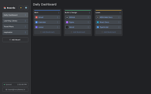 Morphema Bookmarks :: Organised bookmarks that sync instantly across every machine and browser.