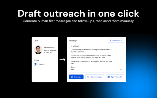 Privly LinkedIn Connector :: Connect your signed-in LinkedIn browser session to Privly. Discovery and outreach run through Privly's configured provider.