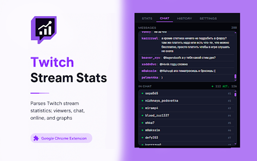 Twitch Stream Stats :: Parses Twitch stream statistics: viewers, chat, online, and graphs