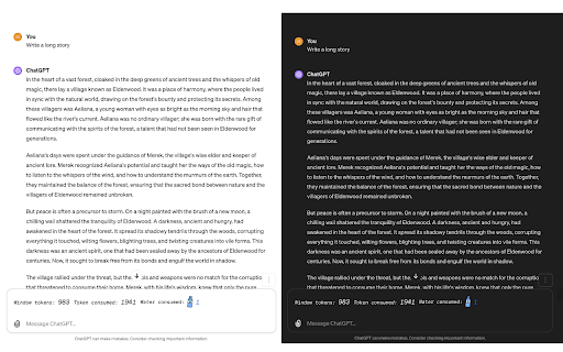 ChatGPT Consumption :: Show how many tokens and resources the conversation consumed