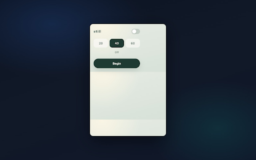 Still — 5 Minute Meditation :: Still — a quiet five-minute meditation with soft ambient music on a schedule you set. Local-only.
