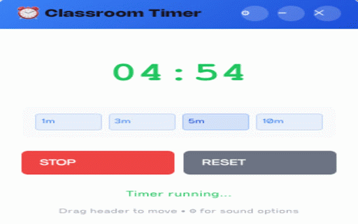 Draggable Classroom Timer :: A draggable countdown timer that floats on any webpage - perfect for classroom activities