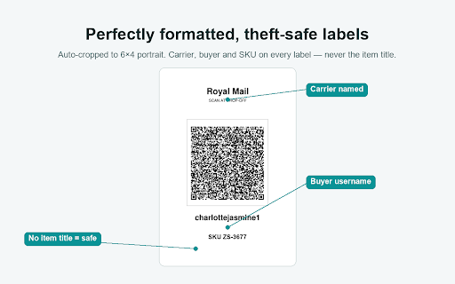 LabelFlow — Label Printer for Vinted Sellers :: Download, crop and print your Vinted shipping labels as 6×4 thermal labels with SKU and buyer details, plus picklists.