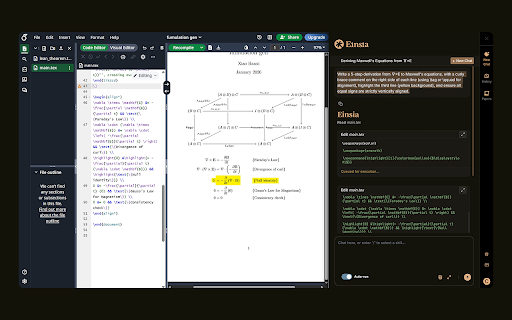 Einsia: AI Research Agent Inside Overleaf :: AI-powered LaTeX editing assistant for Overleaf