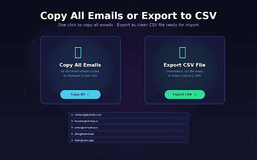 Free Email Extractor – Bulk Email Finder & Scraper :: Extract, copy & export all email addresses from any webpage instantly. Free bulk email scraper for lead generation & outreach.