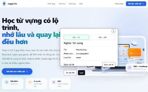 Luyentu :: Tiện ích dịch thuật của luyentu.com: bôi đen từ tiếng Anh để tra EN-VI/EN-EN và lưu vào Luyện Từ.