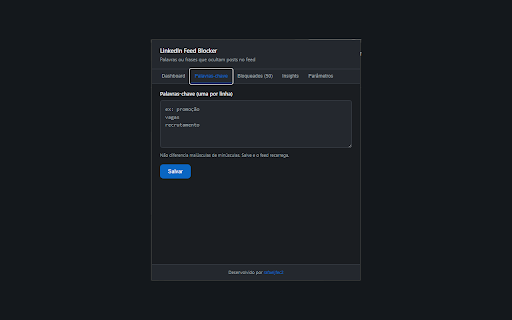 LinkedIn Feed Blocker :: Palavras ou frases que ocultam posts no feed