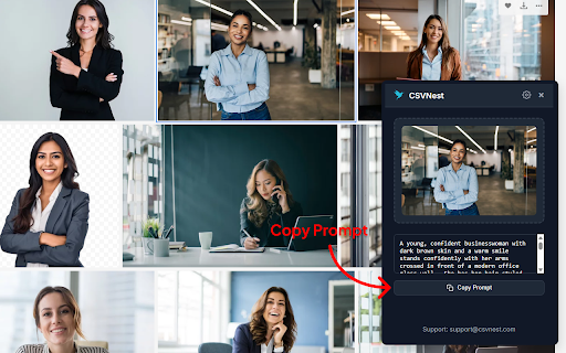 Image to Prompt Generator By CSVNest :: Right-click any image to instantly generate AI prompts. Works with Midjourney, DALL·E & more.