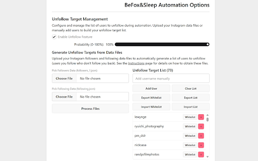 BeFox&Sleep: Smart Unfollow Instagram Accounts :: Automate Instagram: unfollow non-followers, follow new users, view stories & DM new followers. Privacy-focused, local processing