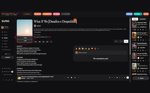 SUNO LoopLess Download :: Download multiple Suno songs in an optimized and efficient way.