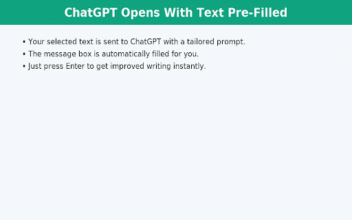ChatGPT Writing Assistant :: Right-click any text to instantly fix grammar, rewrite, change tone, shorten, expand, translate to English, or format as an email